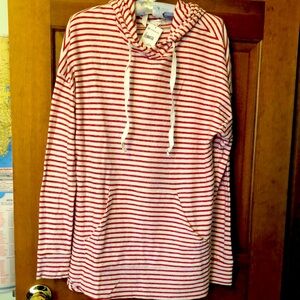 Pleione Red and White Striped Hoodie